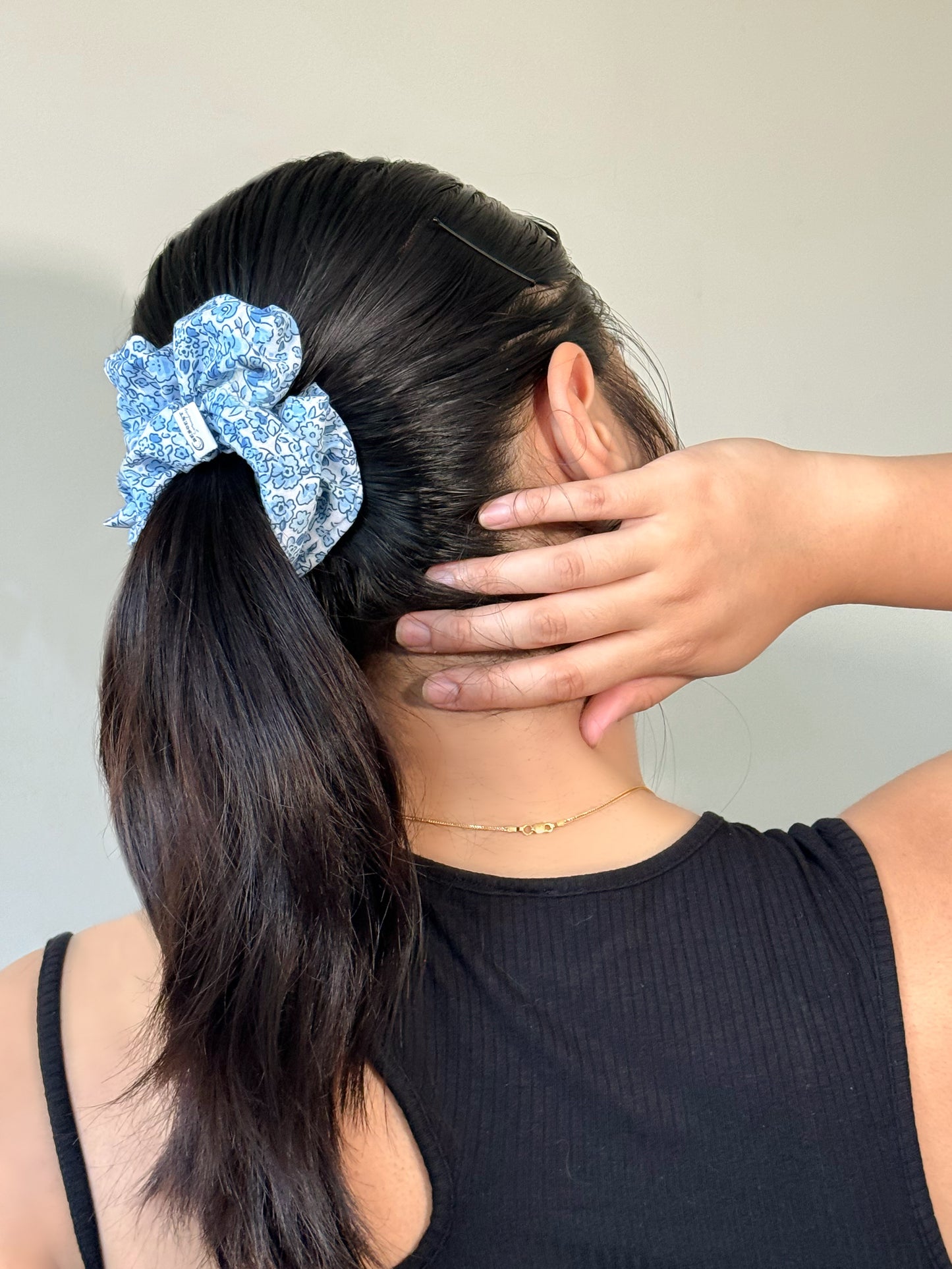 Blue Garden Scrunchie