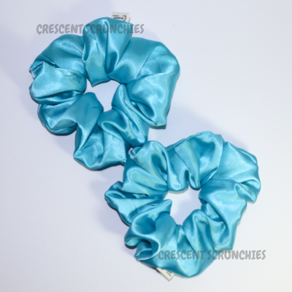 Sea Blue Satin Deluxe Scrunchie