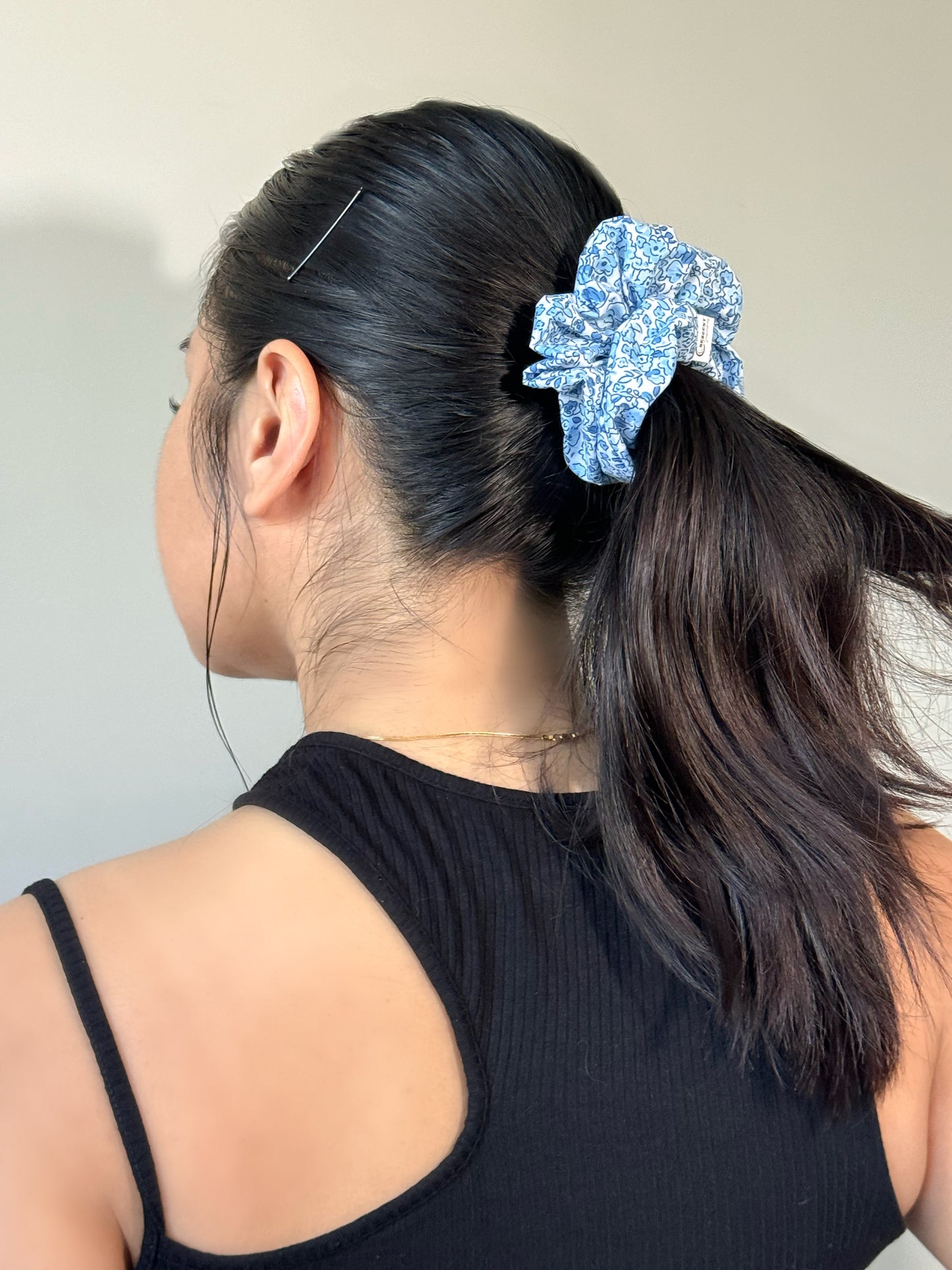 Blue Garden Scrunchie