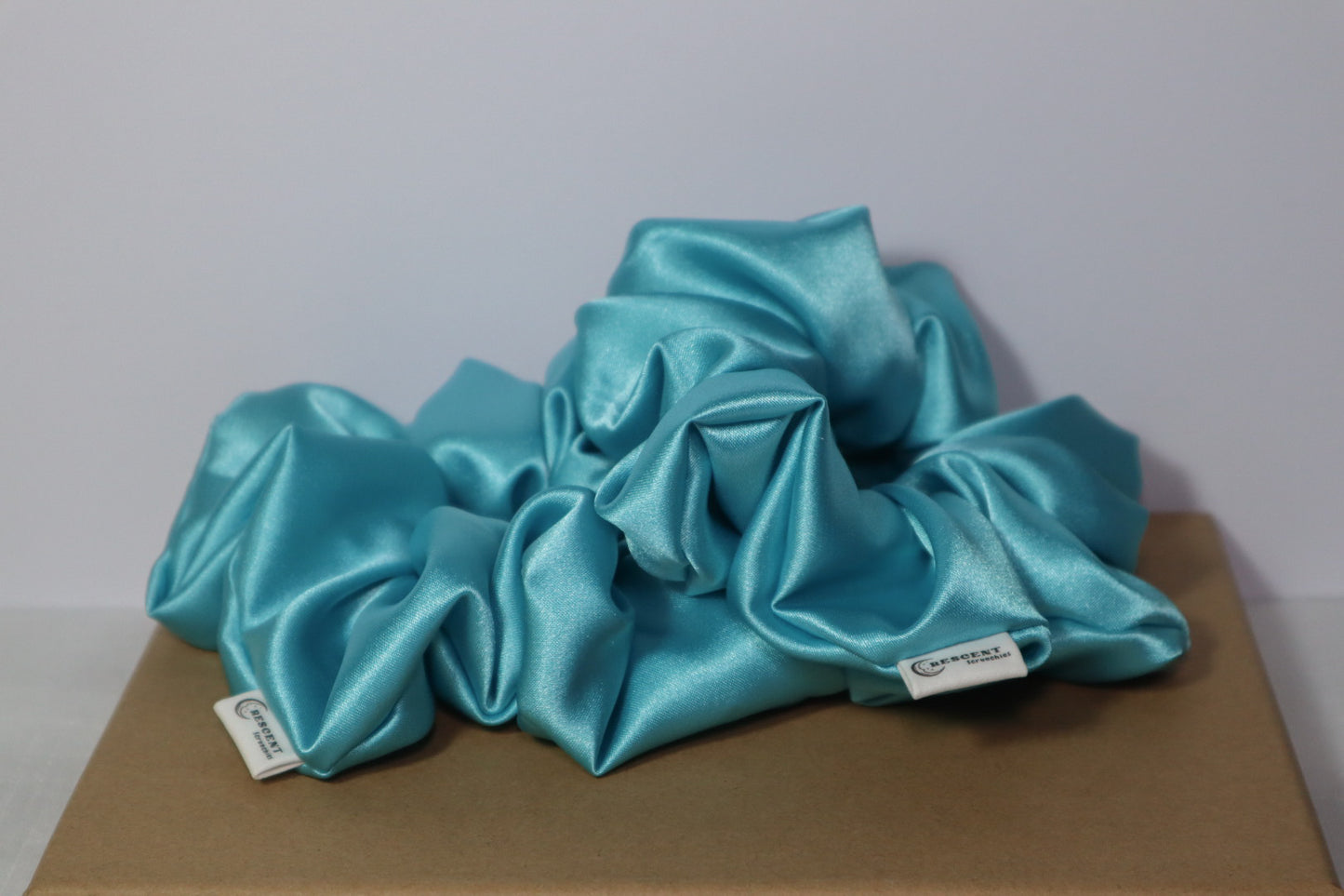 Sea Blue Satin Deluxe Scrunchie