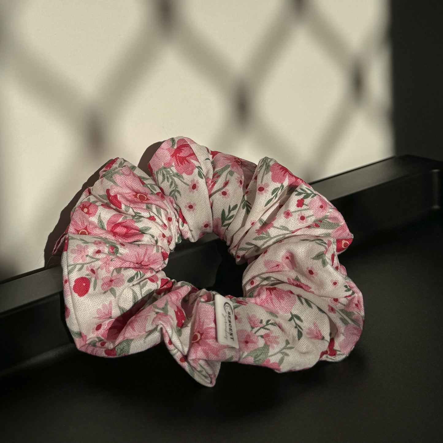 Pink Scrunchie with Floral Pattern