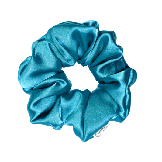 Turquoise Satin Deluxe Scrunchie